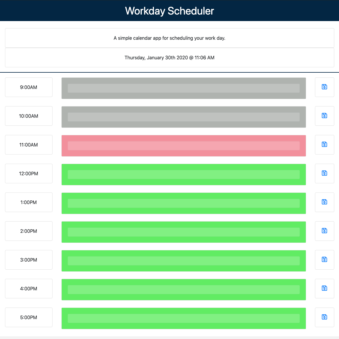Workday Scheduler
